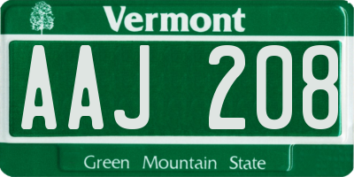 VT license plate AAJ208