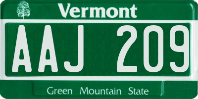 VT license plate AAJ209