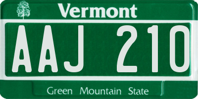 VT license plate AAJ210