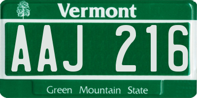 VT license plate AAJ216