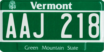 VT license plate AAJ218