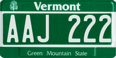 VT license plate AAJ222