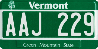 VT license plate AAJ229