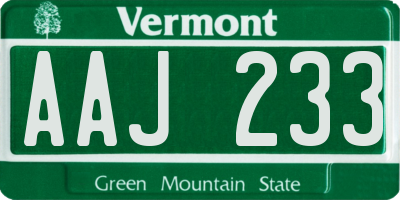 VT license plate AAJ233