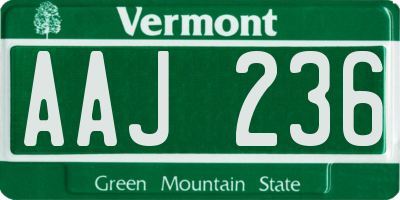 VT license plate AAJ236