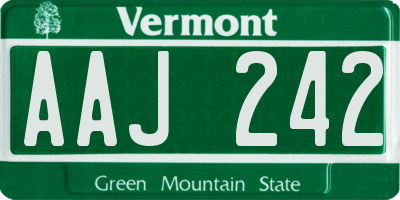 VT license plate AAJ242