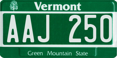 VT license plate AAJ250