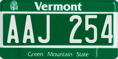 VT license plate AAJ254