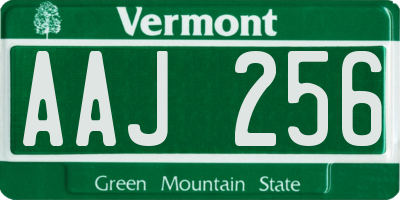 VT license plate AAJ256