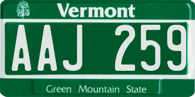 VT license plate AAJ259