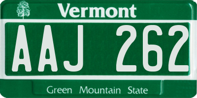 VT license plate AAJ262