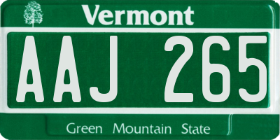 VT license plate AAJ265