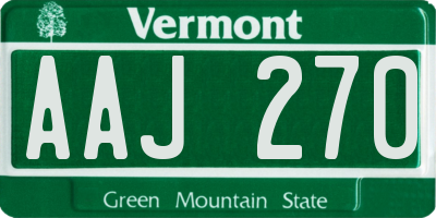 VT license plate AAJ270