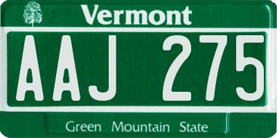 VT license plate AAJ275