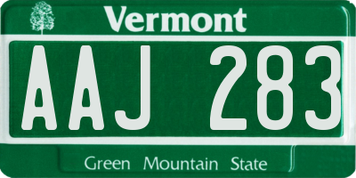 VT license plate AAJ283