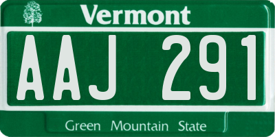 VT license plate AAJ291