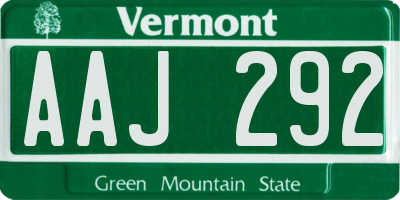 VT license plate AAJ292