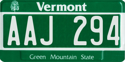 VT license plate AAJ294