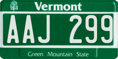 VT license plate AAJ299