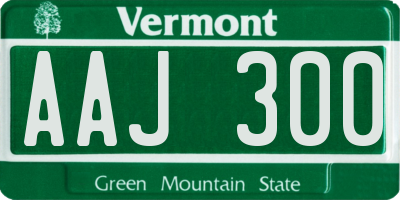 VT license plate AAJ300