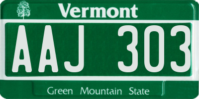 VT license plate AAJ303