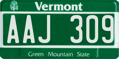 VT license plate AAJ309