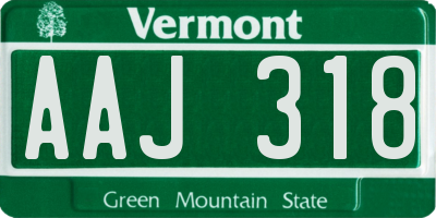 VT license plate AAJ318