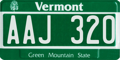 VT license plate AAJ320