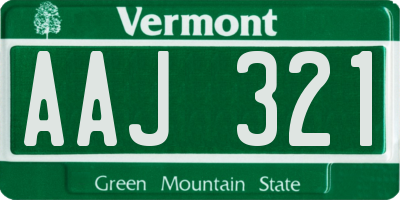 VT license plate AAJ321