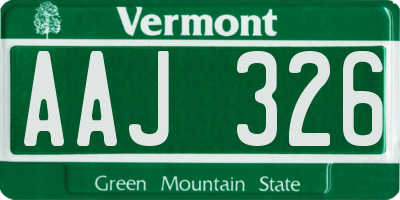 VT license plate AAJ326