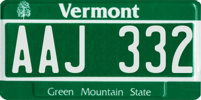 VT license plate AAJ332