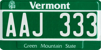 VT license plate AAJ333