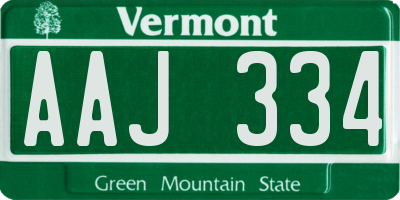 VT license plate AAJ334