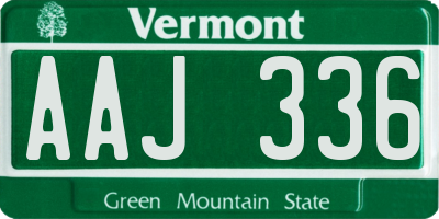 VT license plate AAJ336