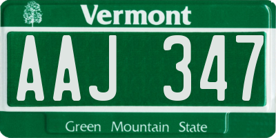 VT license plate AAJ347