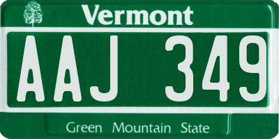 VT license plate AAJ349