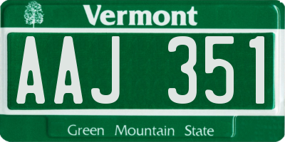 VT license plate AAJ351