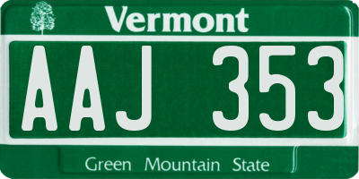 VT license plate AAJ353