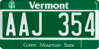 VT license plate AAJ354