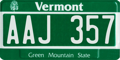 VT license plate AAJ357