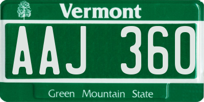 VT license plate AAJ360