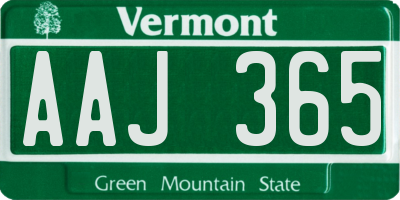 VT license plate AAJ365