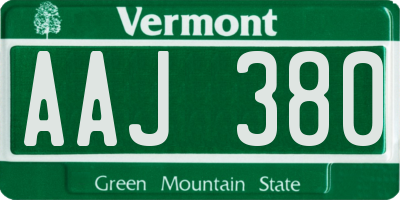 VT license plate AAJ380