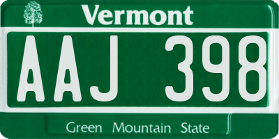 VT license plate AAJ398