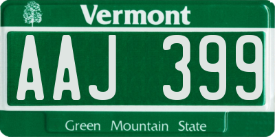 VT license plate AAJ399