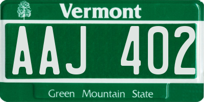 VT license plate AAJ402