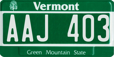 VT license plate AAJ403