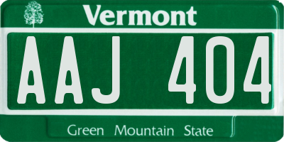 VT license plate AAJ404