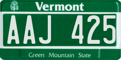 VT license plate AAJ425