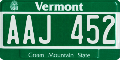 VT license plate AAJ452